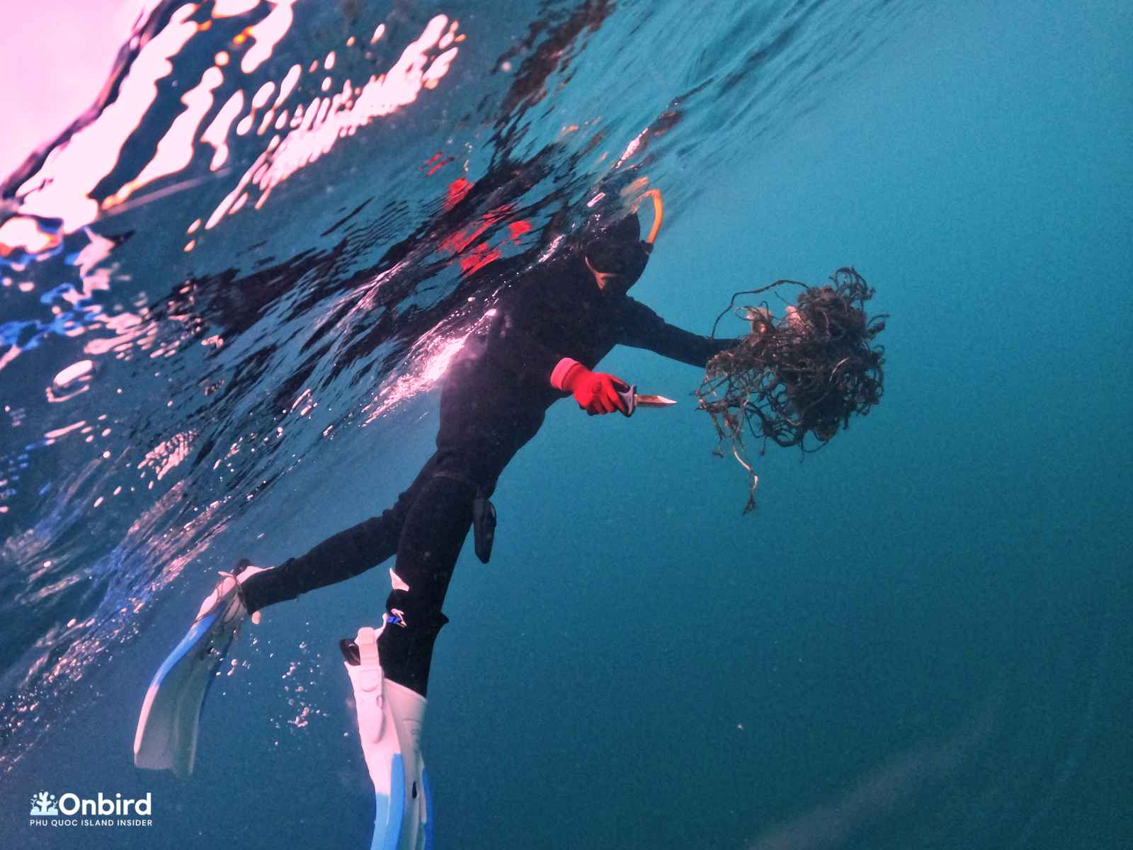 REMOVE GHOST NETS STUCK AT CORAL REEFS IN PHU QUOC ISLAND, VIETNAM